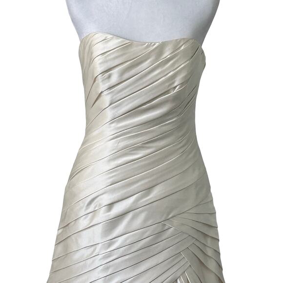 NWOT Maggie Sottero Satin Strapless Corset Fit Flare Wedding Dress Gown 8 10 12 - Picture 5 of 13